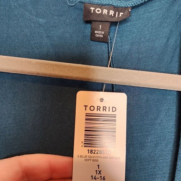 1X 14W 16W Torrid Blue Long Duster Sweater Short Lightweight Layering Fit Flare - Picture 3 of 7